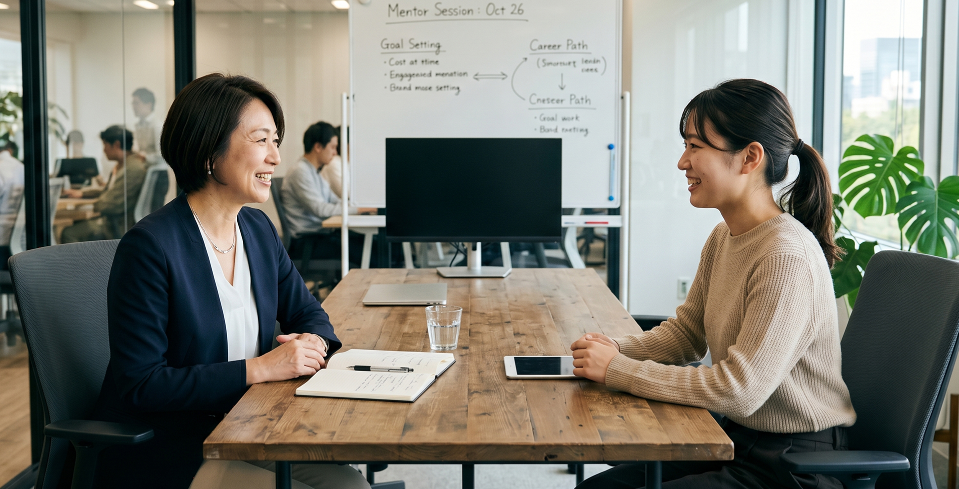 認定パートナーと管理職の面談シーン
